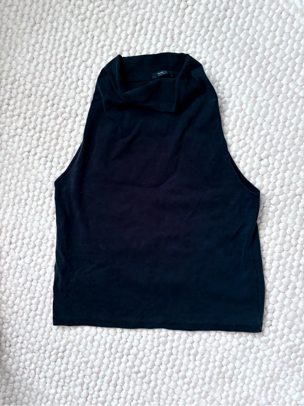 Massimo Dutti Black Sleeveless High-Neck Crop Top